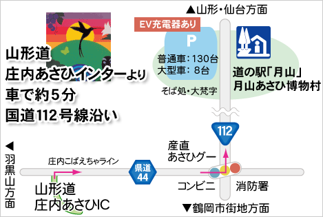 山形道 庄内あさひI.C.より車 約５分